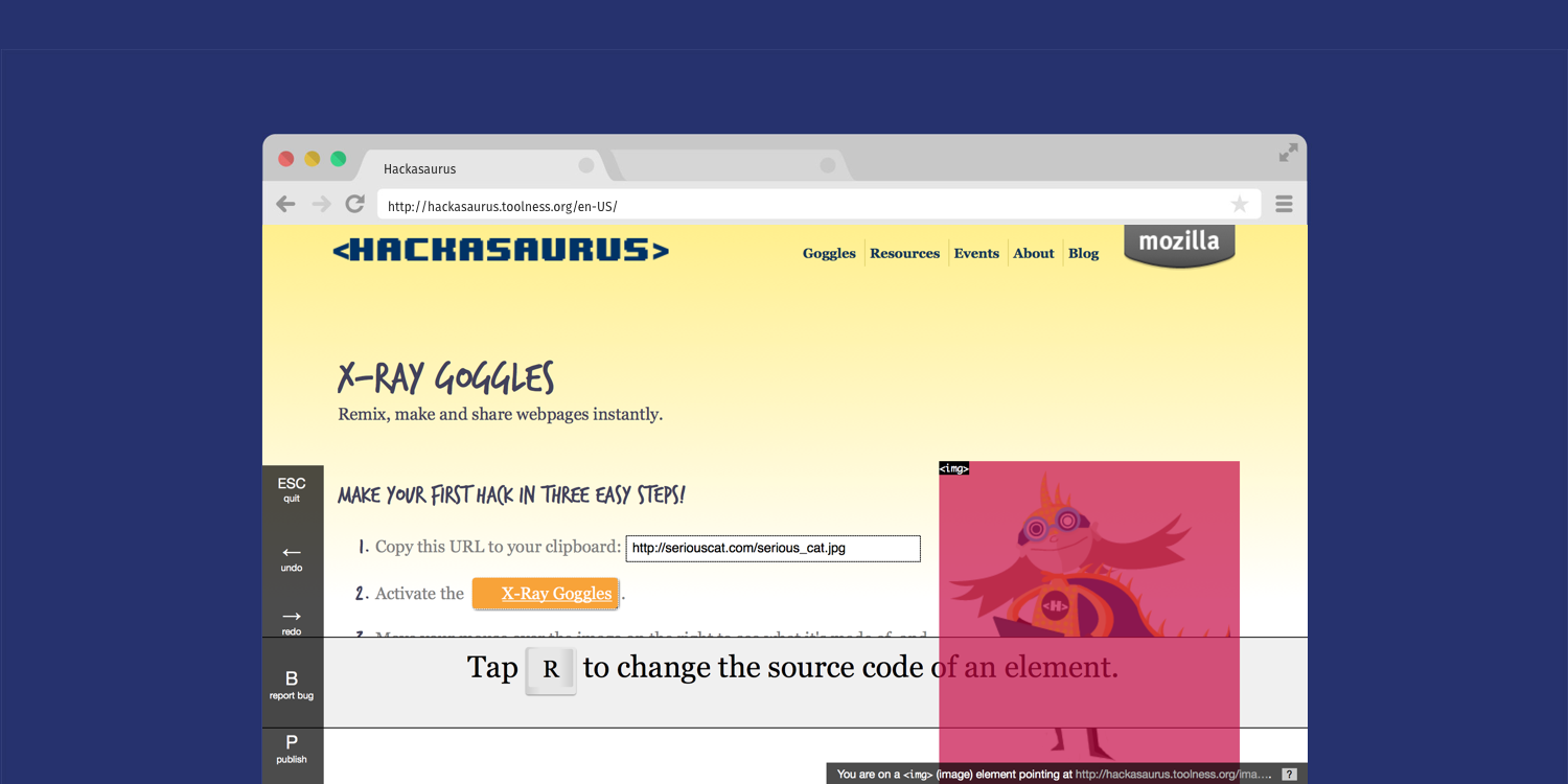 view of bookmarklet in action